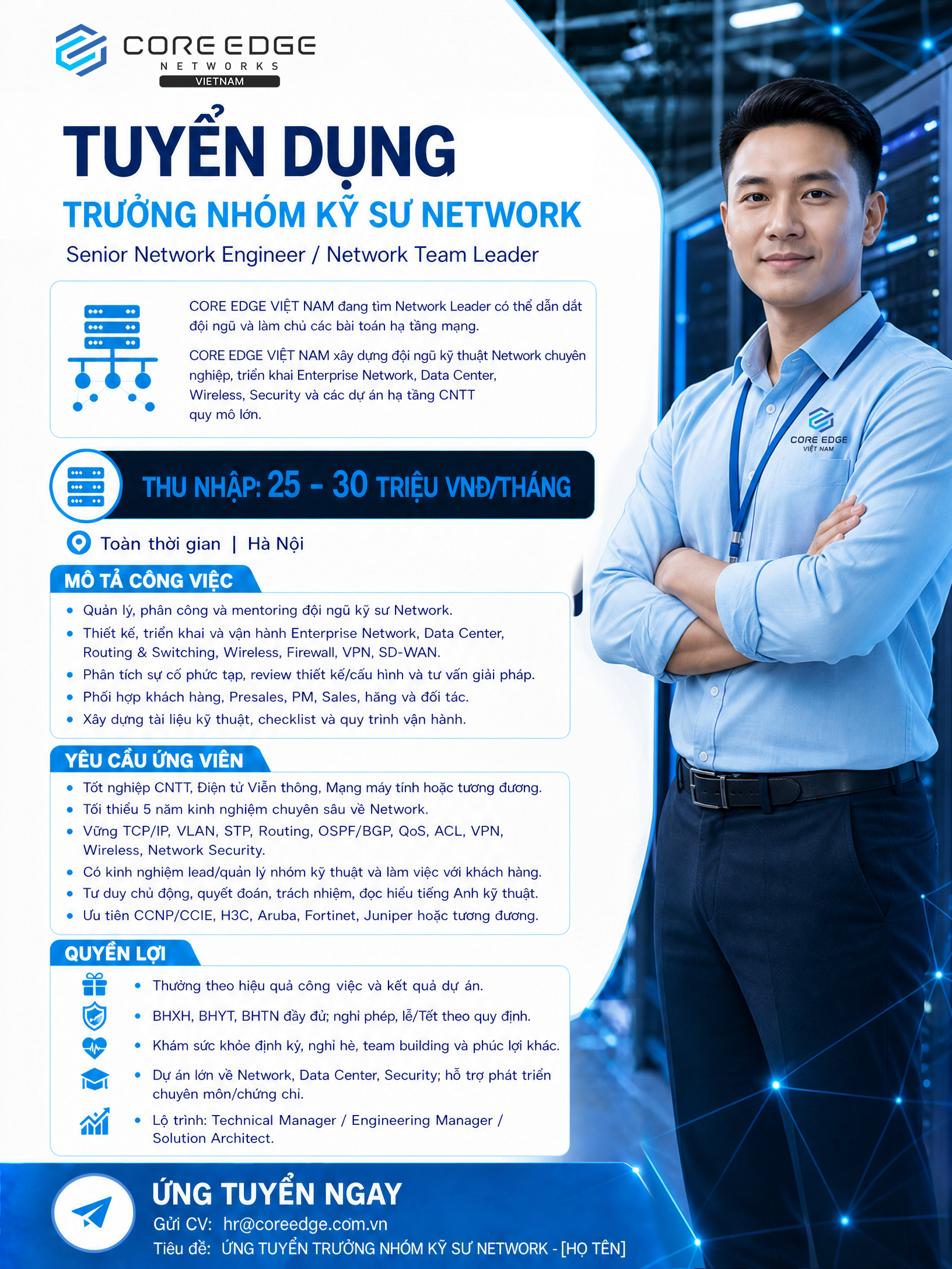 TUYỂN DỤNG TRƯỞNG NHÓM KỸ SƯ NETWORK